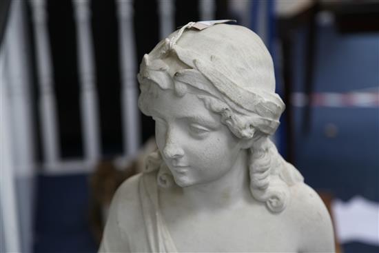 A Victorian carved white marble figure of a Roman fisherboy, height 42in.